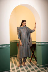 Screen printed chanderi silk Kurta set