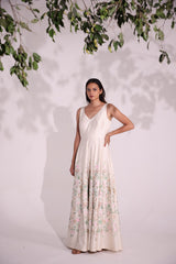 Ivory Chanderi silk embroidered jumpsuit