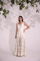 Ivory Chanderi silk embroidered jumpsuit