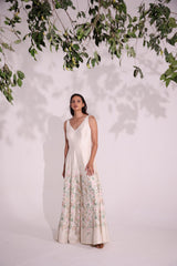 Ivory Chanderi silk embroidered jumpsuit