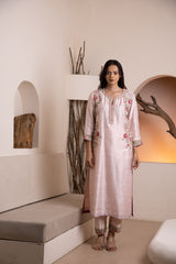 Rose gold Silk kurta with a chanderi silk dupatta