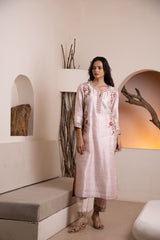 Rose gold Silk kurta with a chanderi silk dupatta