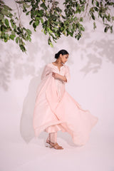 Pastel pink Ambi aari Chanderi kurta