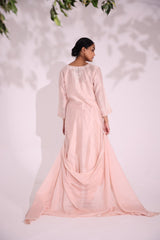 Pastel pink Ambi aari Chanderi kurta