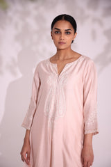 Pastel pink Ambi aari Chanderi kurta