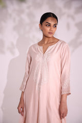 Pastel pink Ambi aari Chanderi kurta