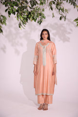 Peach aari kurta set