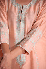 Peach aari kurta set