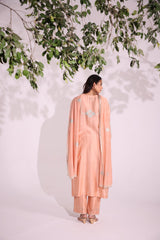 Peach aari kurta set