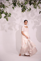 Ivory Afreen Anarkali with chiffon dupatta