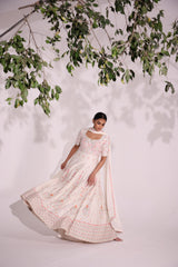 Ivory Afreen Anarkali with chiffon dupatta