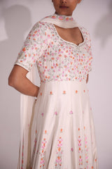 Ivory Afreen Anarkali with chiffon dupatta