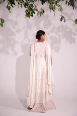 Ivory Afreen Anarkali with chiffon dupatta