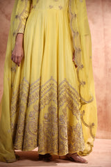 Anarkali in Chanderi silk with Dori work and bead work
