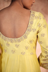 Anarkali in Chanderi silk with Dori work and bead work