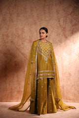 Short kurta with panel plazo pant