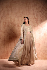 Shahana Long jacket with georgette blouse and skirt