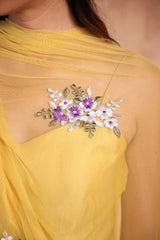 Pistachios green Printed Anarkali in Chanderi Silk with scatted sequin work