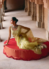 Mehraab Intricate Pale Yellow Saree Set