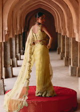 Mehraab Intricate Pale Yellow Saree Set
