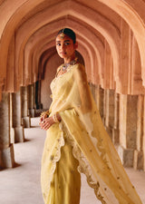 Mehraab Intricate Pale Yellow Saree Set