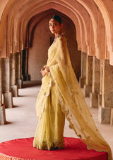 Mehraab Intricate Pale Yellow Saree Set
