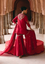 Mehraab Zardozi Red Garara set