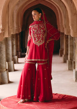 Mehraab Zardozi Red Garara set
