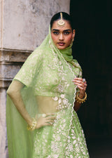 Mehraab Mint Green Organza lehenga