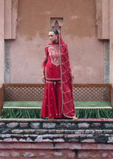 Mehraab Zardozi Red Garara set