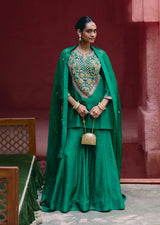 Mehraab zardozi  Emerald green sharara set