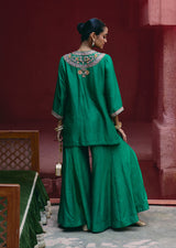 Mehraab zardozi  Emerald green sharara set