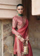 Mehraab Dusty Rust Saree Set