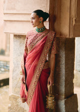 Mehraab Dusty Rust Saree Set