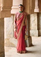 Mehraab Dusty Rust Saree Set