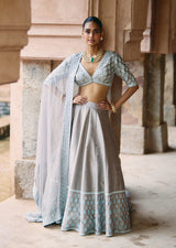Mehraab Powder Grey Lehenga Set