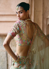 Mehraab Turquoise Multicolor Lehenga