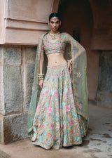 Mehraab Turquoise Multicolor Lehenga