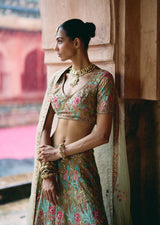 Mehraab Turquoise Multicolor Lehenga