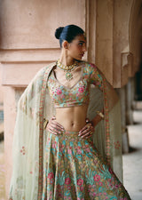 Mehraab Turquoise Multicolor Lehenga