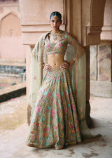 Mehraab Turquoise Multicolor Lehenga