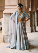 Mehraab Powder Grey Lehenga Set