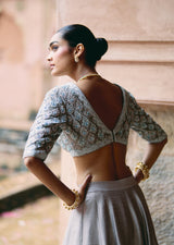 Mehraab Powder Grey Lehenga Set