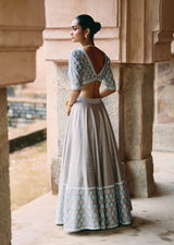 Mehraab Powder Grey Lehenga Set