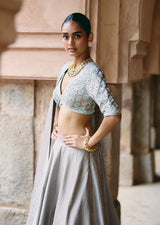 Mehraab Powder Grey Lehenga Set