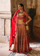 Mehraab Crimson Red Lehenga Set