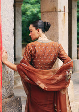 Mehraab Rust brown Saree set