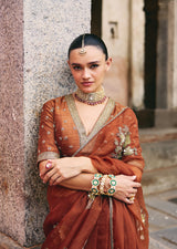 Mehraab Rust brown Saree set