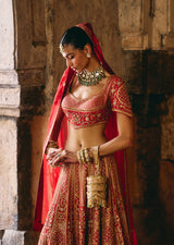 Mehraab Crimson Red Lehenga Set