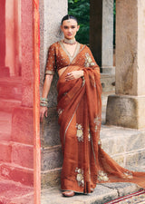 Mehraab Rust brown Saree set